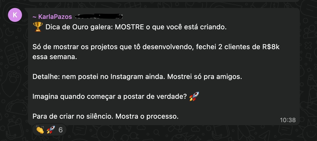 Depoimento de aluno